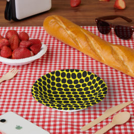 Helder geel met zwarte stip Stijl 7" Rond Papieren Kommen