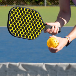 Helder Geel met Zwarte Stip Stijl Pickleball Paddle