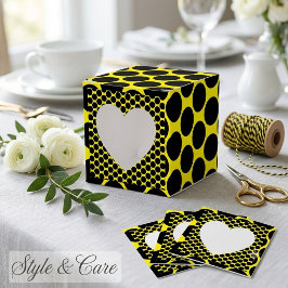 Helder Geel met Zwarte Stip Stijl Take Heart 2x2x2 Bedankdoosjes