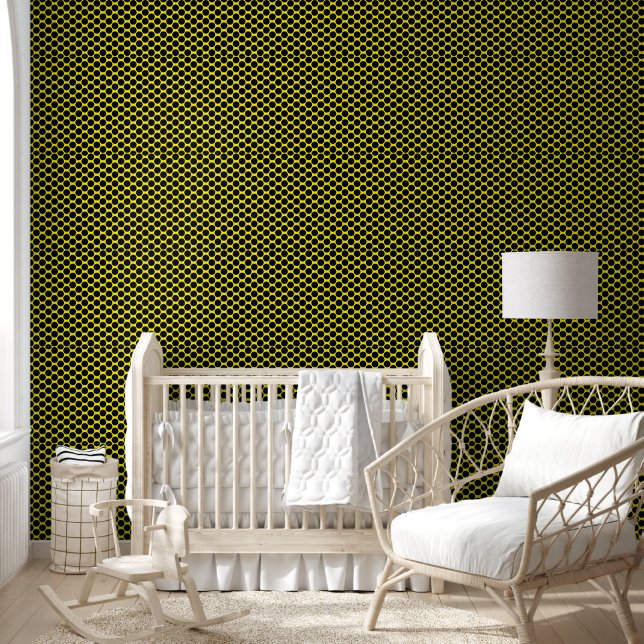 Helder Geel met Zwarte Stip Stijl Textuur Behang (Kinderen)