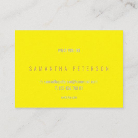 Helder geel neon en goud visitekaartje (Achterkant)
