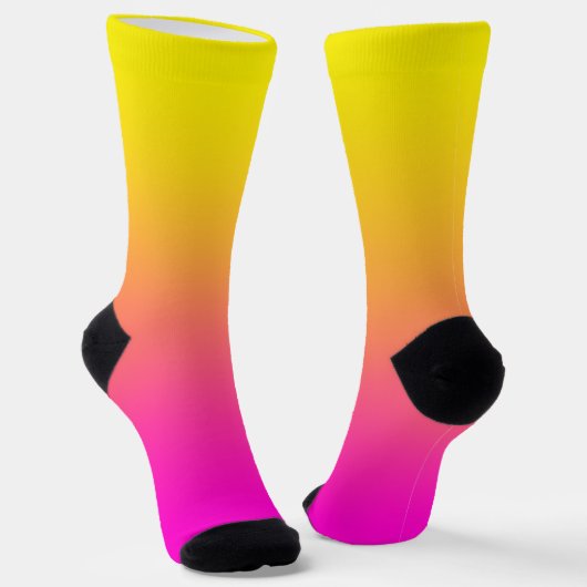 Helder Geel Neon Roze Gradiënt Sokken (Gebogen)