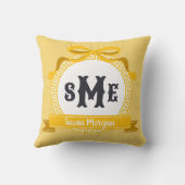 Helder Geel Omgekeerde Griekse Sleutel Boog Monogr Kussen (Achterkant)