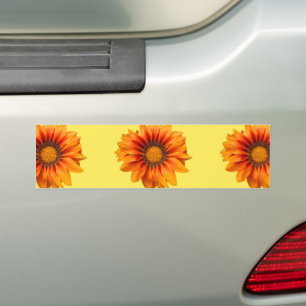 Helder geel-oranje verloop bloem uitsnijding bumpersticker