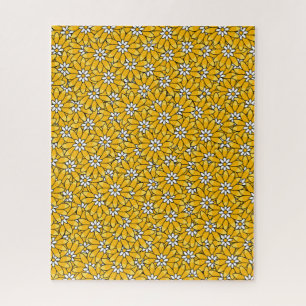 Helder Geel Overlappend Bloemmotief Legpuzzel