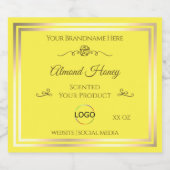 Helder Geel Product Label Goud Lijst met Logo Likeurfles Etiket (Enkel label)