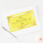 Helder Geel Productlabel Gouden Frame met Logo Rechthoekige Sticker (Envelop)
