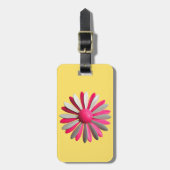 Helder geel roze funky MOD Retro Daisy Flower Bagagelabel (Voorkant verticaal)