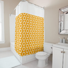 Helder geel tegelringen patroon witte bovenste str douchegordijn