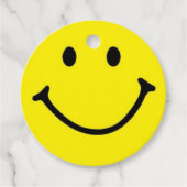 Helder geel vrolijk lachend gezicht bedankjes labels (Voorkant)