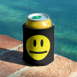 Helder geel vrolijk lachend gezicht blikjeskoeler