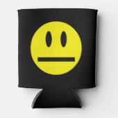 Helder geel vrolijk lachend gezicht blikjeskoeler (Voorkant)