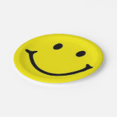 Helder geel vrolijk lachend gezicht papieren bordje (Gekanteld)