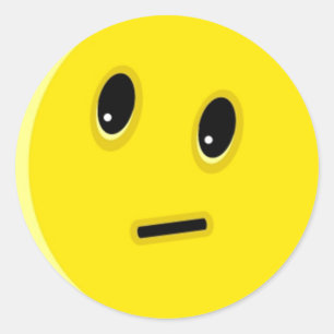 Helder geel vrolijk lachend gezicht ronde sticker