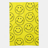 Helder geel vrolijk lachend gezicht theedoek (Verticaal)