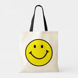 Helder geel vrolijk lachend gezicht tote bag