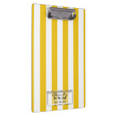 Helder geel & witte strepen Modern gepersonaliseer Klembord (Rechts)