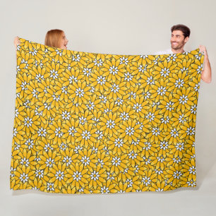 Helder Geel Zomer Bloemmotief Fleece Deken