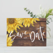 Helder Geel Zonnebloem Country Barn Wedding Save The Date (Staand voorkant)