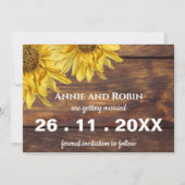 Helder Geel Zonnebloem Country Barn Wedding Save The Date (Achterkant)