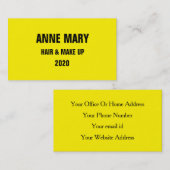 Helder geel zwart haar en stijlvol modern maken visitekaartje (Voorkant / Achterkant)