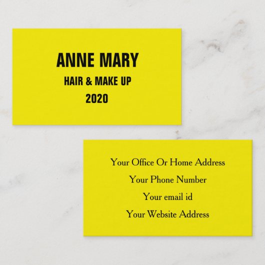 Helder geel zwart haar en stijlvol modern maken visitekaartje (Voorkant / Achterkant)