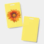 Helder geeloranje verloop bloem uitsnede badge (Voor- en achterkant)