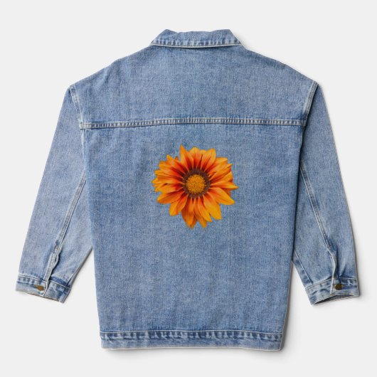 Helder geeloranje verloop bloem uitsnede denim jacket (Achterkant)