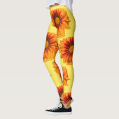 Helder geeloranje verloop bloem uitsnede leggings (Links)