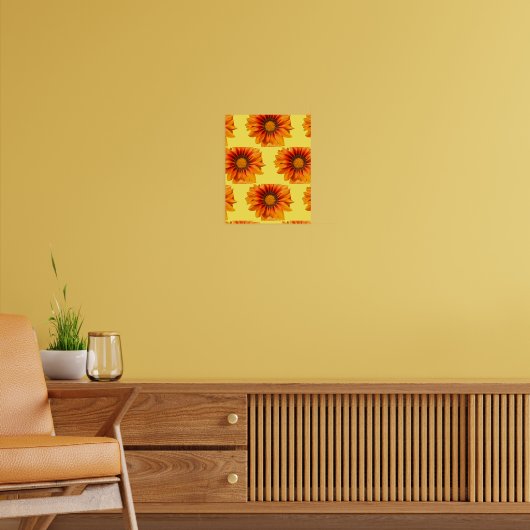 Helder geeloranje verloop bloem uitsnede poster (Woonkamer 2)