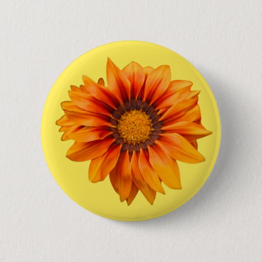 Helder geeloranje verloop bloem uitsnede ronde button 5,7 cm (Voorkant)