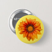 Helder geeloranje verloop bloem uitsnede ronde button 5,7 cm (Voorkant /achterkant)