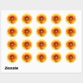 Helder geeloranje verloop bloem uitsnede ronde sticker (Vel)