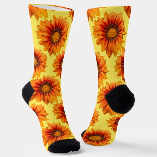 Helder geeloranje verloop bloem uitsnede sokken (Gebogen)