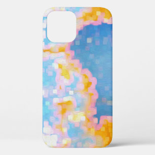 Helder gekleurd Blauw Roze Geel Abstract iPhone 12 Hoesje