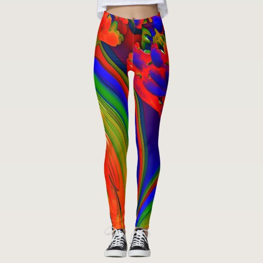 Helder gekleurd fractal leggings (Voorkant)