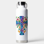 HELDER GEKLEURD GLAS IN LOOD LOOK CROSS WATERFLES (Voorkant)