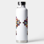 HELDER GEKLEURD GLAS IN LOOD LOOK CROSS WATERFLES (Rechts)