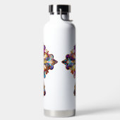 HELDER GEKLEURD GLAS IN LOOD LOOK CROSS WATERFLES (Links)