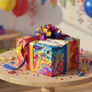 Helder gekleurd marmer  cadeaupapier