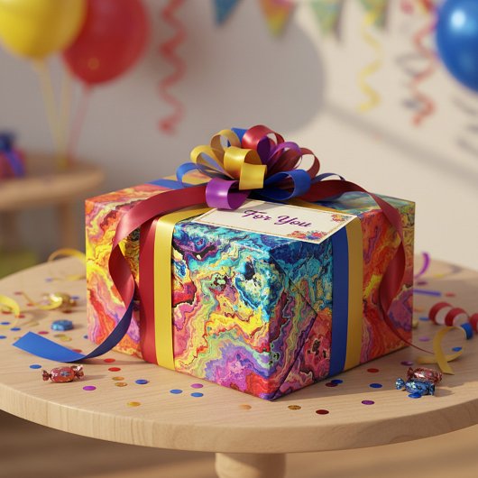 Helder gekleurd marmer cadeaupapier