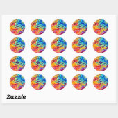 Helder gekleurd marmer  ronde sticker (Vel)