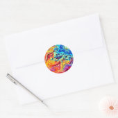 Helder gekleurd marmer  ronde sticker (Envelop)