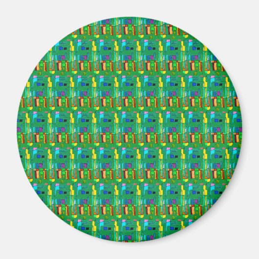 Helder gekleurd modern abstract ontwerp magneet (Voorkant)