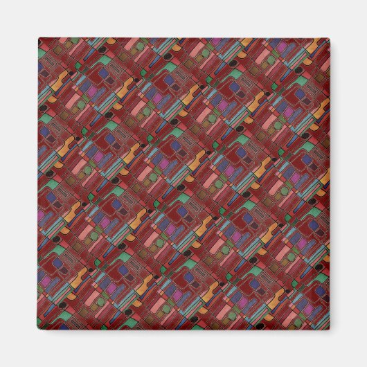Helder gekleurd modern abstract ontwerp magneet (Voorkant)