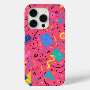 Helder gekleurd ontwerp van doodles en vormen iPhone 15 pro case