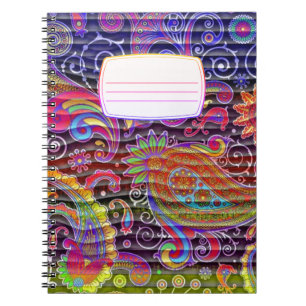 helder gekleurd paisley golvend compositie schrift notitieboek
