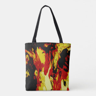 Helder gekleurd rood-zwart Abstract patroon Tote Bag