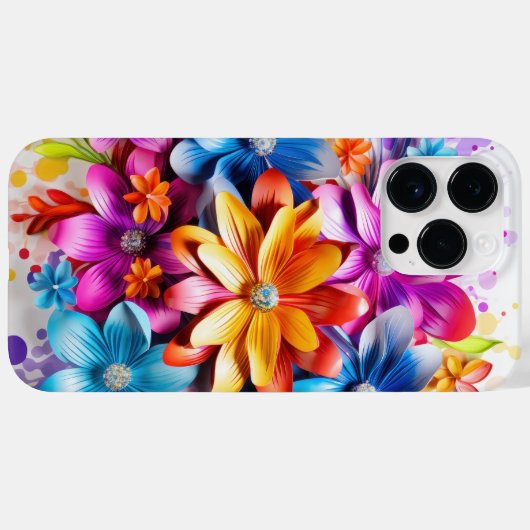 HELDER GEKLEURDE 3D LOOK BLOEMEN Case-Mate iPhone CASE (Achterkant (horizontaal))