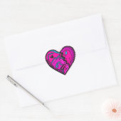 Helder gekleurde 80's thema hart sticker (Envelop)